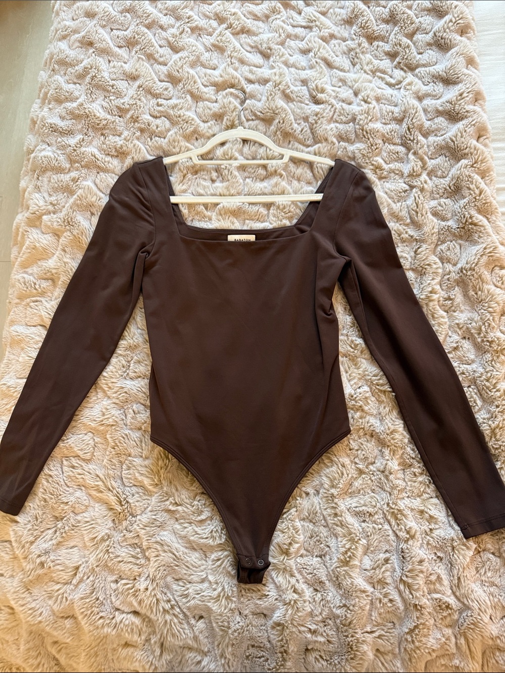 Aritzia Babaton Dark Brown Square Neck Long Sleeve Bodysuit- 0 Flaws